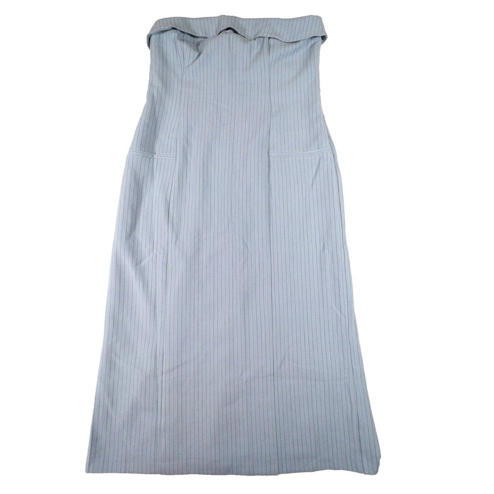 Abercrombie & Fitch Blue Pinstripe Midi Dress NWT Removable Straps L - Picture 2 of 16